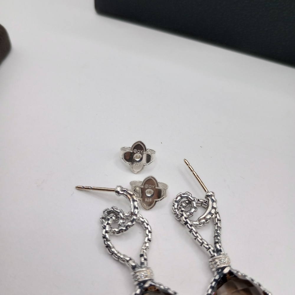 David Yurman Cushion On Point Smoky Quartz Drop Earrings - Picture 10 of 10